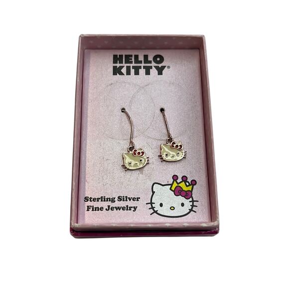 Hello Kitty Rose Gold Dangle Earrings w/ Hello Kitty Charms, NWT! - Picture 1 of 4